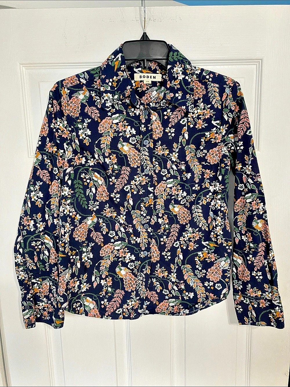 Boden Floral Button Down Shirt in Blue Size 2P